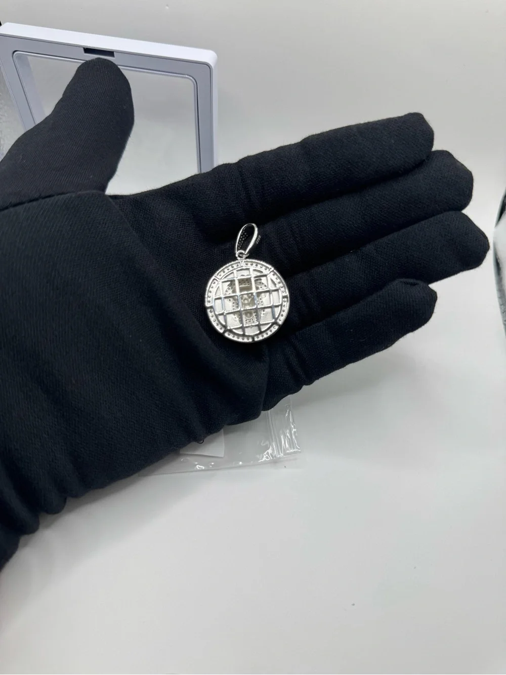 Silver moissanite Lion Medallion Pendant Necklace - Silver